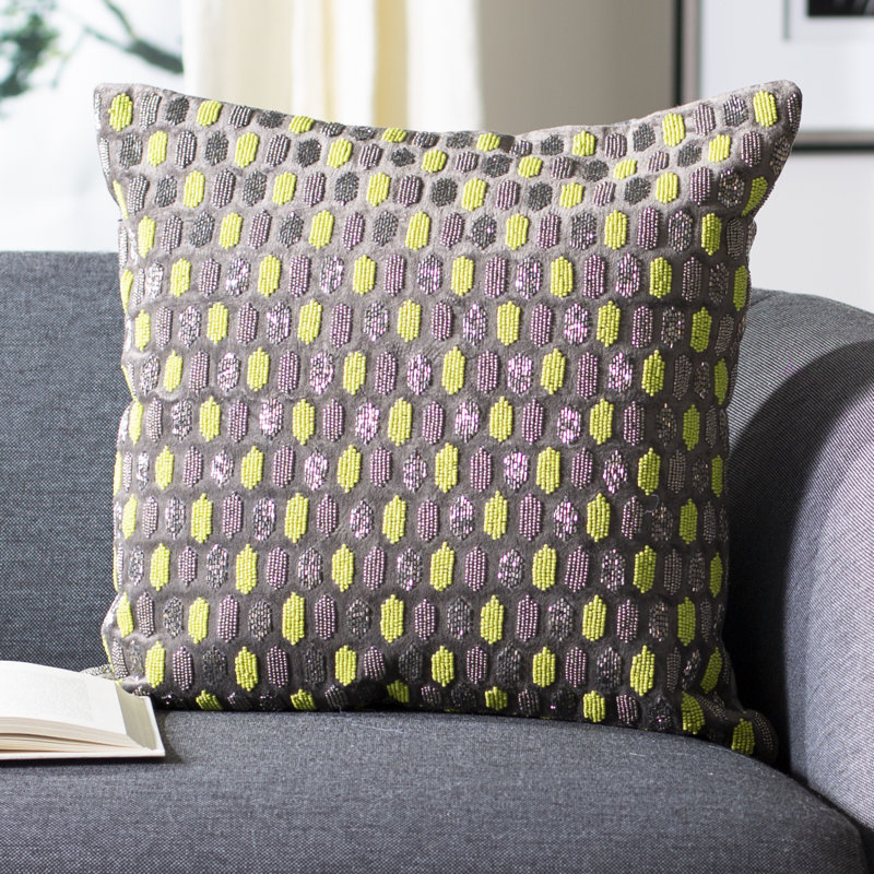 Reston Sequined Cotton Blend Throw Pillow