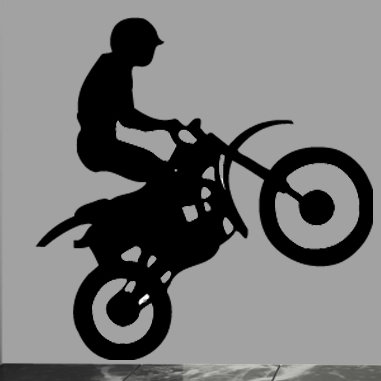 Adhésif décoratif moto 8, H 60 po x l 36,5 po