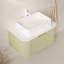 Meuble-lavabo mural de 30 po avec lavabo rectangulaire en céramique, façade de tiroir à rayures 3D et rangement à fermeture en douceur - Pré-assemblé-763874899