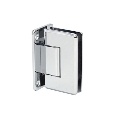 Charnière à fixation murale biseautée Preston FPR Junior PRPRF5CH, laiton, tige pivotante à 5 degrés, plaque arrière complète, verre 1/4 po, finition chrome poli