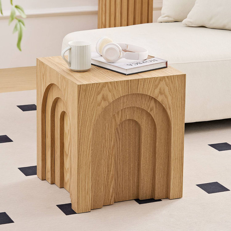 Table de bout carrée en panneau de fibres à densité moyenne 15,74 po, Chêne