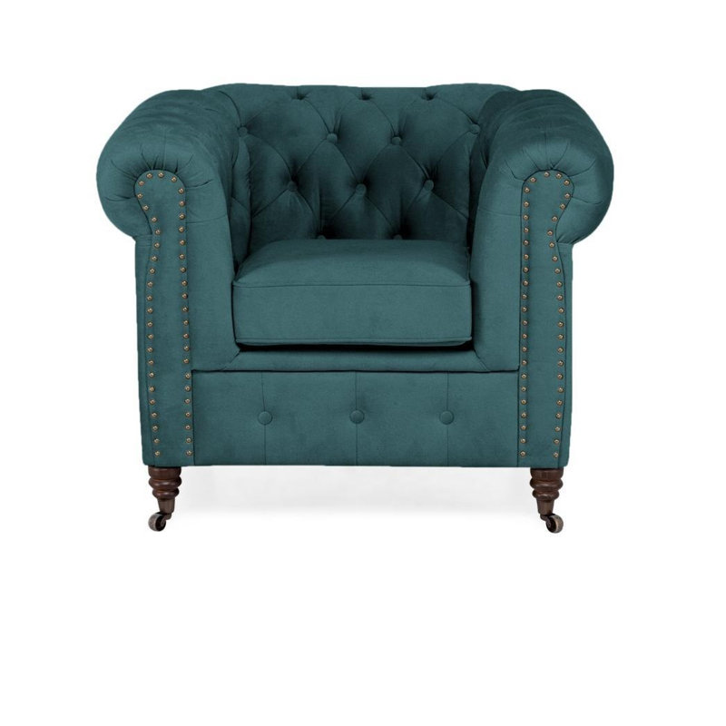 Lakefront Velvet Armchair, Turquoise