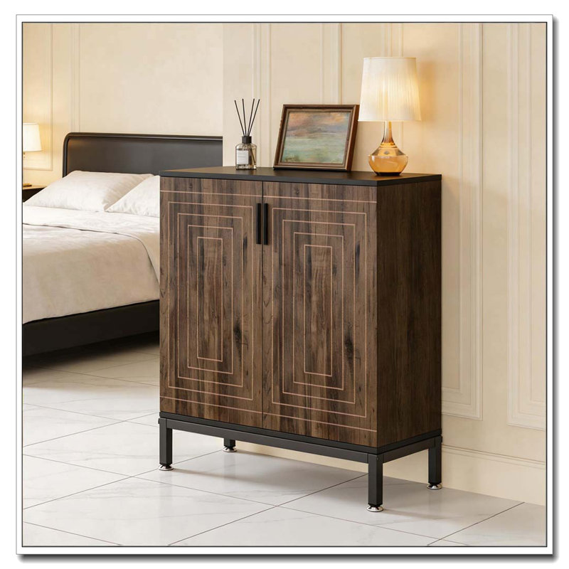 Entryway Shoe Cabinet, Rustic Black