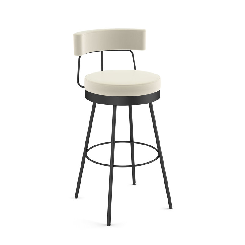Tabouret de bar et de comptoir pivotant Leatri, Tabouret de comptoir (siège d'une hauteur de 26,7, Noir
