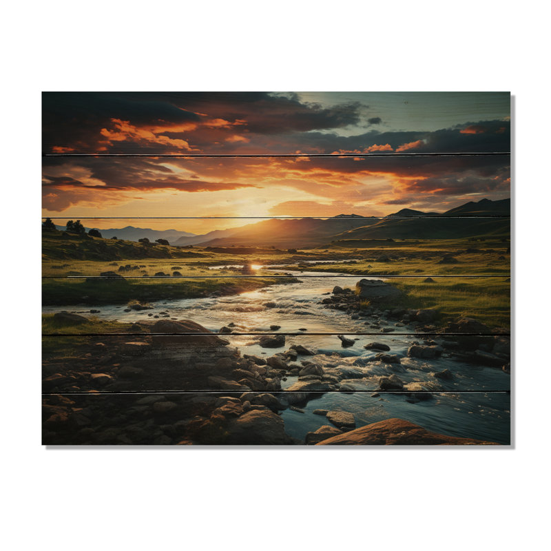 Paysage de la rivière Oregon I sur bois, H 24 po x l 32 po x P 0,78 po