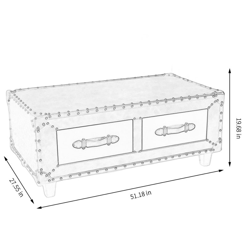 Brown Leather Coffee Table 51.18'' Sideboard