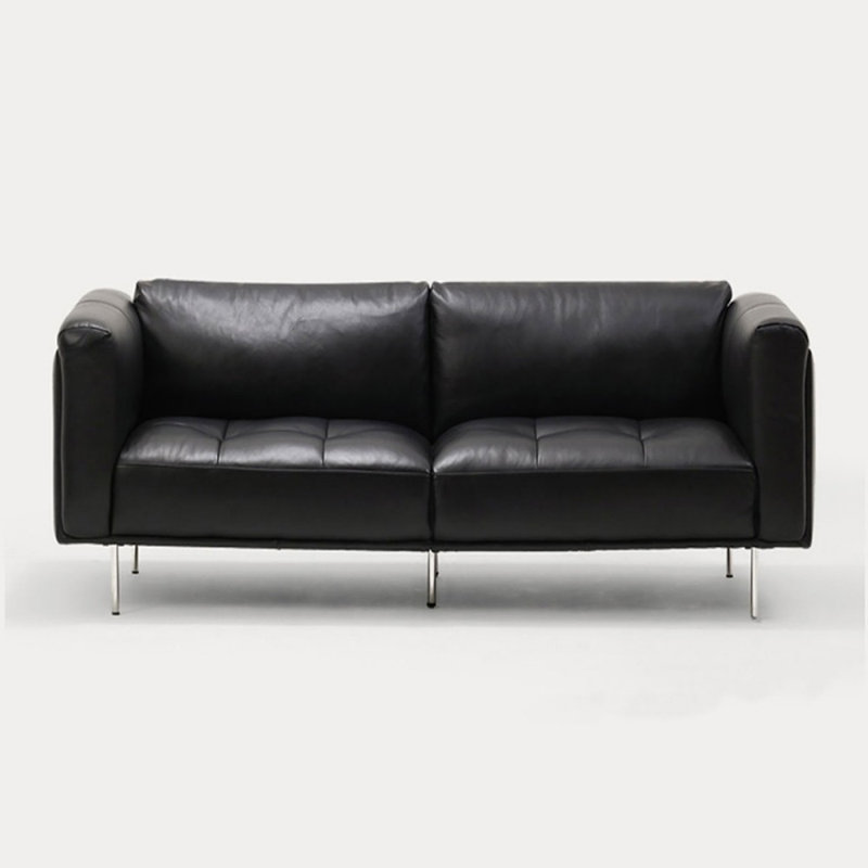 Coussin de canapé standard en cuir véritable, H 30,31 po x l 70,87 po x P 35,83 po, Noir, noir, noir, noir