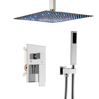 Système de douche complet à del au plafond à contrôle de volume avec soupape d’ébauche