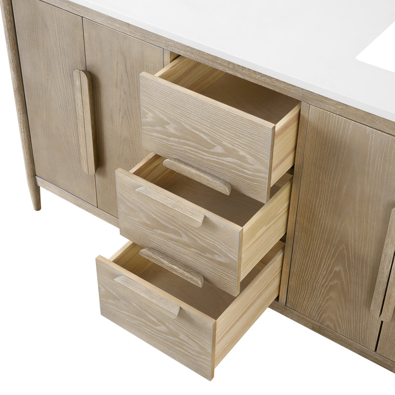 Ensemble de meuble-lavabo à double cuve 60 "avec plateau en quartz Elinor 
