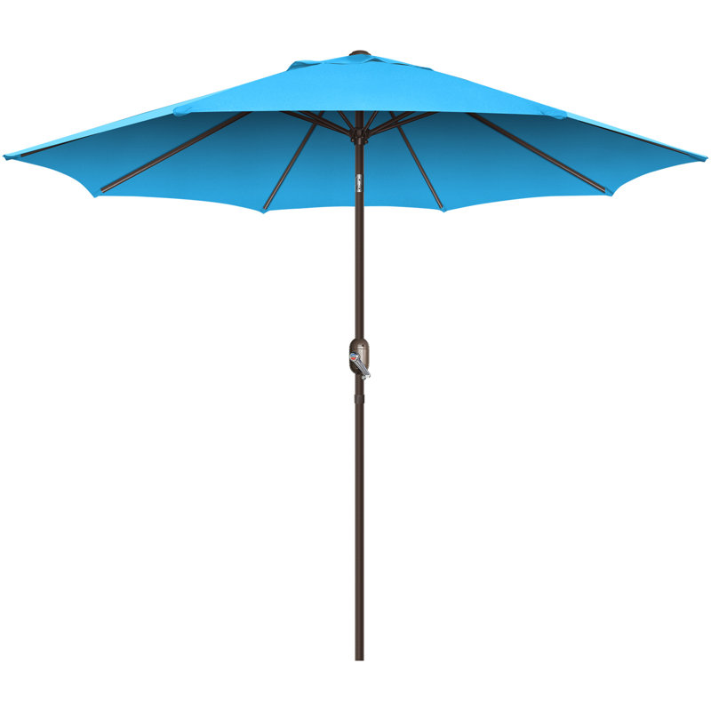 Parasol de marché 108 po avec fonction de levage à manivelle et inclinaison Selest, Bleu clair