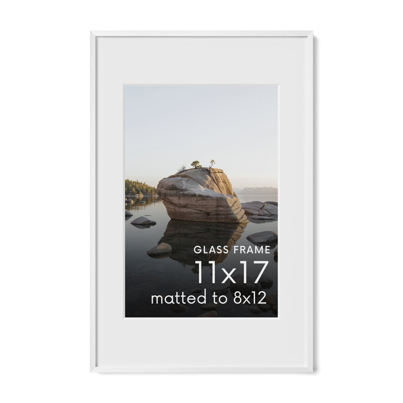 Cadre photo en métal avec verre, Blanc, L 11 po x H 17 po