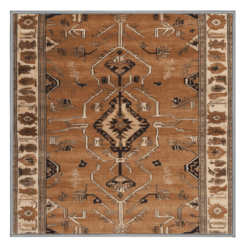 Tapis brun lavable à la machine, Carré 3 pi