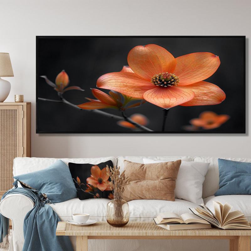 Geist - Cornouiller, reproduction d'art murale, Toile avec cadre flottant noir, H 28 po x l 60 po x P 1,5 po