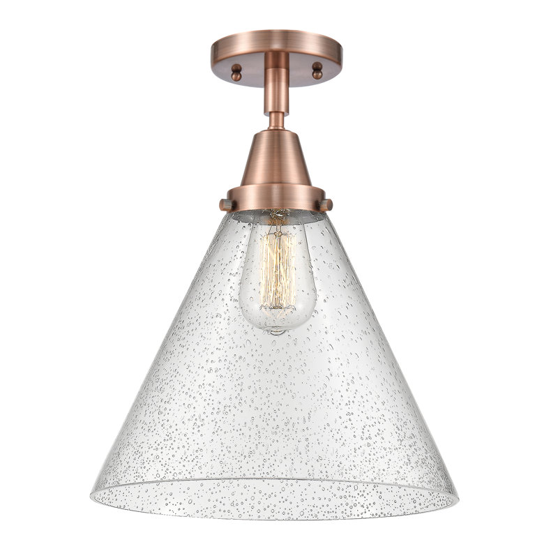 Plafonnier en verre, DEL, Non, Cuivre antique