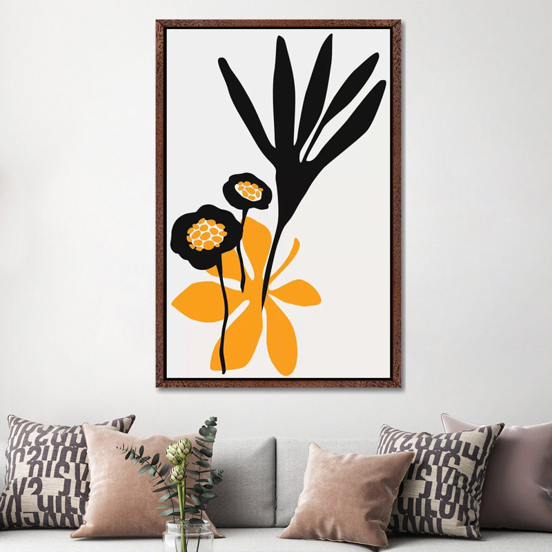 Blossom Beauty - Yellow by Kubistika - Print on Canvas, Classic Brown Wood Floater Framed, 152.4cm H x 101.6cm W x 3.81cm D