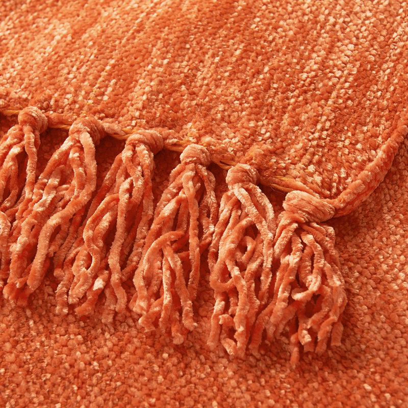 Knitted Throw Blanket, Flame, 152.4cm L x 127cm W