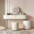 Jahnea Vanity-Elegant Set: Saddle Leather-Finished Slate Top Vanity Table & Stool, Stainless Steel Support, Reversible Installation, and Dimmable LED Mirror-949619657