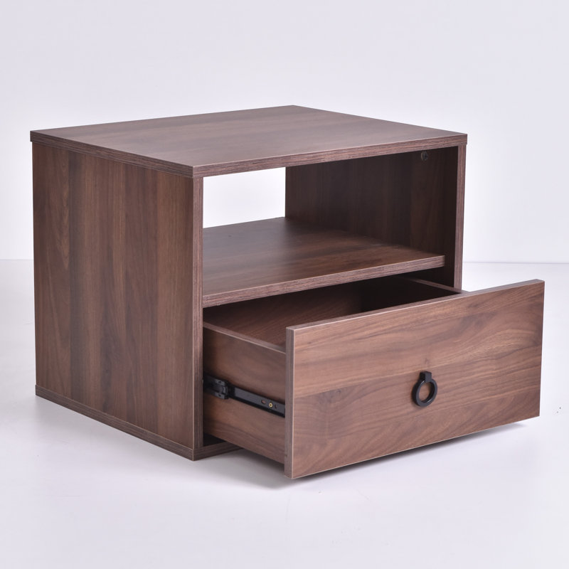Rebbeca 50cm W Manufactured Wood Bedside Table, Columbia Walnut