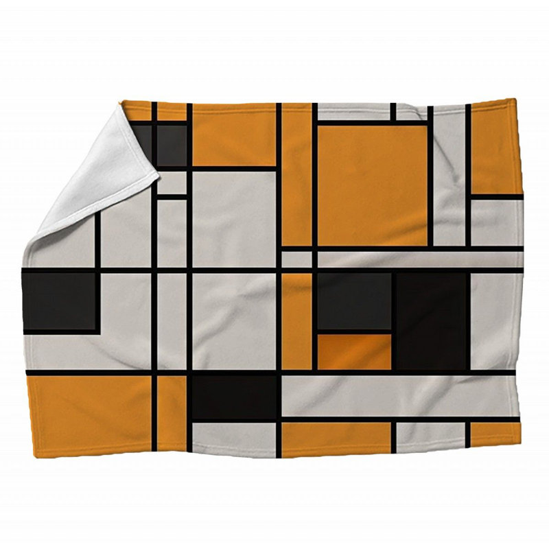 Jeté , L 80 po x l 60 po, Carreaux, Noir / orange