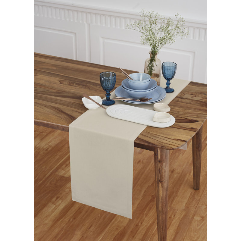 Dru - Cotton Linen Table Runner, 72" x 14", Linen