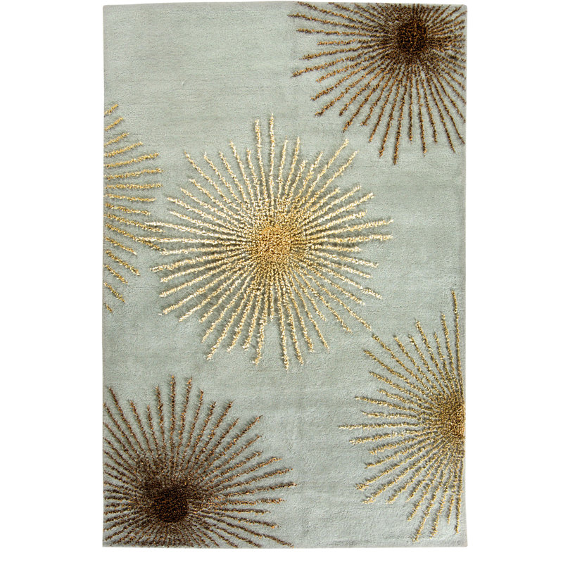 Tapis bleu à motif abstrait touffeté à la main Amberjack, Rectangle de 5 pi x 8 pi