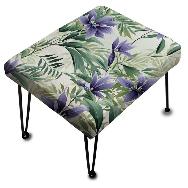 Green Purple Bamboo Serenade Tropical Pattern - Tropical Rectangle Ottoman