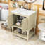 Meuble-lavabo rétro avec lavabo en céramique, tablette ouverte et armoire de rangement fermée-2054642481