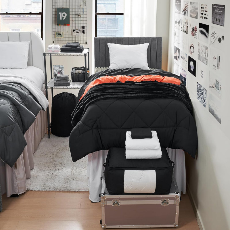 Ensemble de literie pour très grand lit simple DormCo Packs, Orange / noir