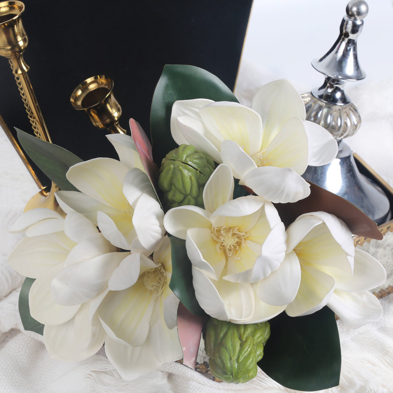 Arrangement floral artificiel Magnolia, Blanc