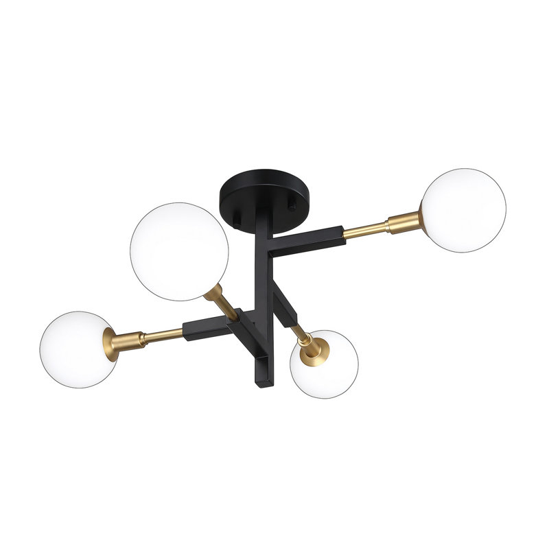 Luminaire suspendu 4 lumières noir et laiton Kenshawn