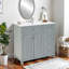 Meuble-lavabo bleu et gris 36 po avec lavabo en céramique, tiroirs à fermeture en douceur, structure en bois massif et rangement multi-organisateur-1403645683