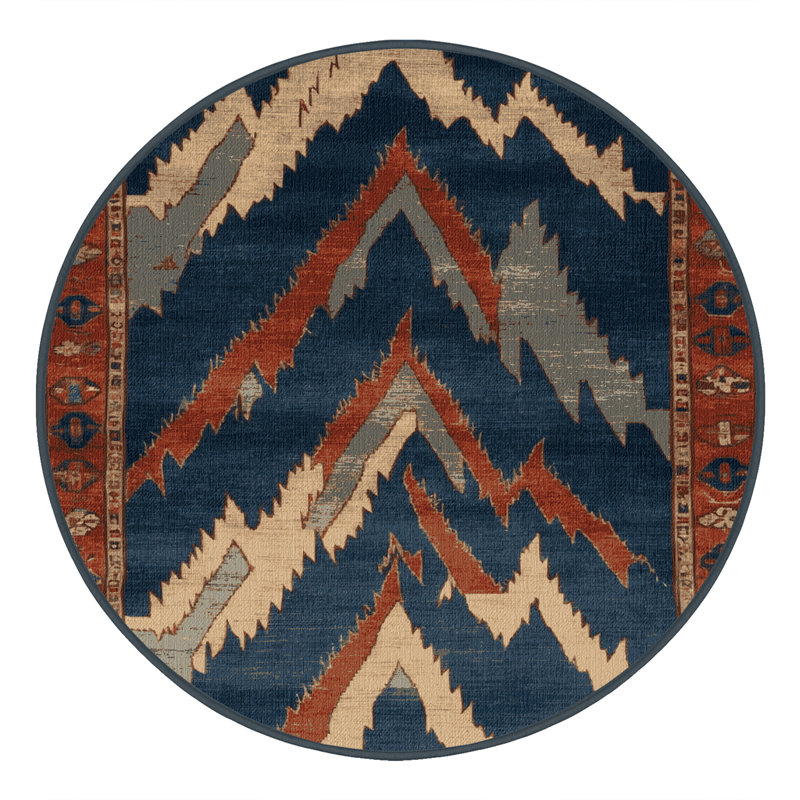 Tapis persan gris lavable à la machine, Rond 6 pi