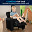 Fauteuil inclinable en cuir pu pour enfants avec porte-gobelet, appui-tête et inclinaison de sécurité-2038225700