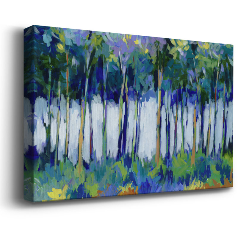 Lumière à travers les arbres, toile tendue avec châssis de qualité supérieure - prête à être accrochée, H 32 po x l 48 po