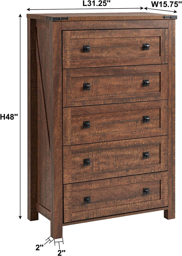 WEIYUDANG Grantville Farmhouse 5 - Drawers Dresser Organizer