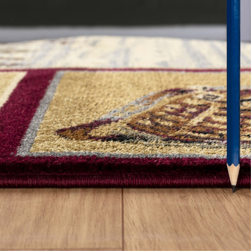 2.58 Ft. X 7.25 Red Polypropylene Lodge Area Runner Rug. Stain-, , For A Warm Dining Area. Made In Turkey Rug - 2 7 In. 3 Stain , Charming Room.