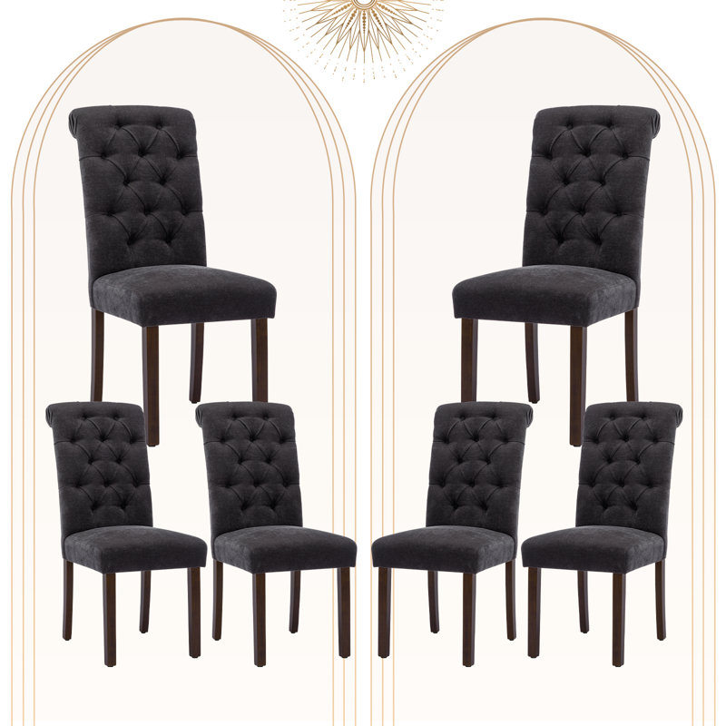 Gerrilyn Tufted Wooden Dining Room Chairs, Black