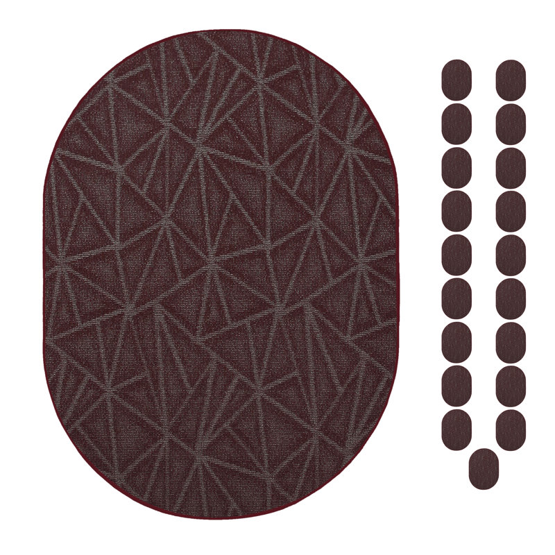 Ensemble de tapis bourgogne raffiné intérieur / extérieur Furnish My Place, Ovale 2 pi x 3 pi