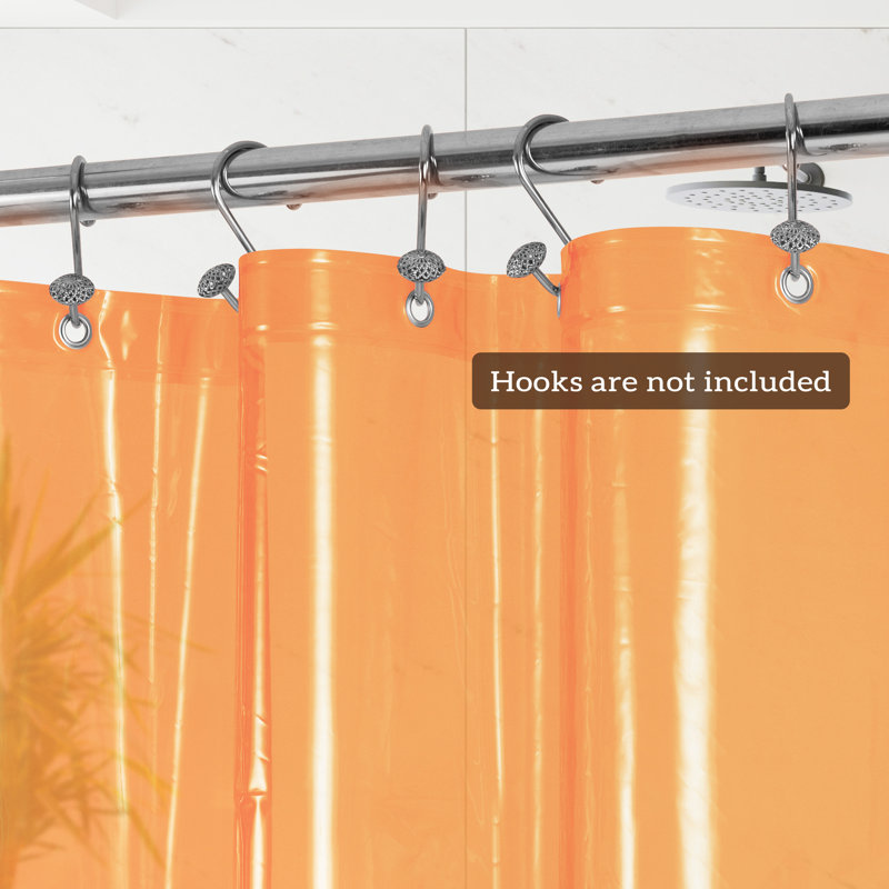 Waterproof Lightweight PEVA Single Shower Curtain Liner, Clear Orange, 72"H x 72"W
