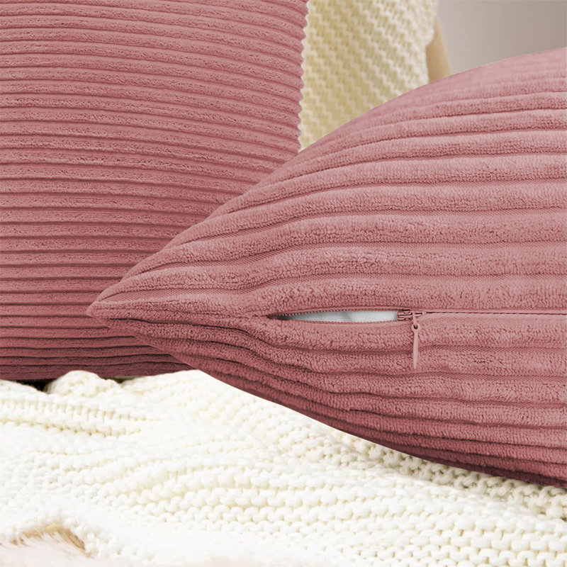 Striped Square Euro Cushion Cover, Light Pink
