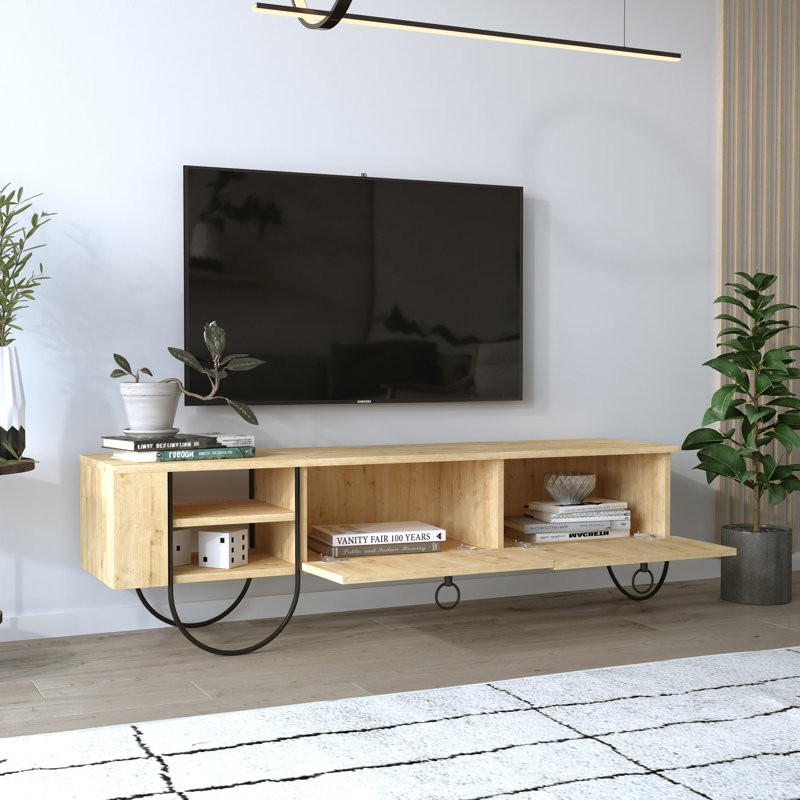 Aditi Modern TV Unit Multimedia Centre with Storage for TVs up to 60", Oak