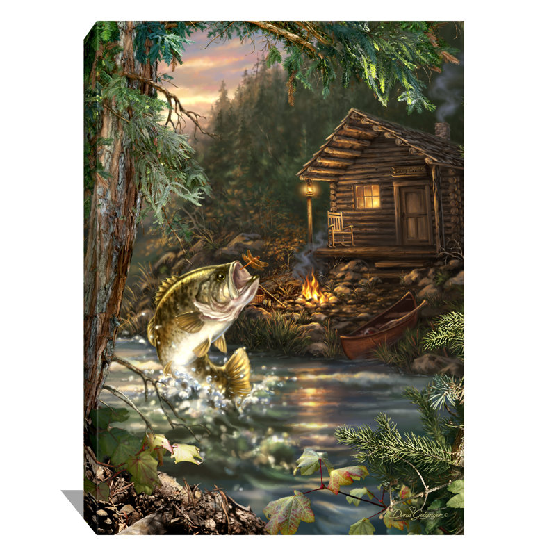 «Gone Fishing», art mural sur toile, H 24 po x l 18 po