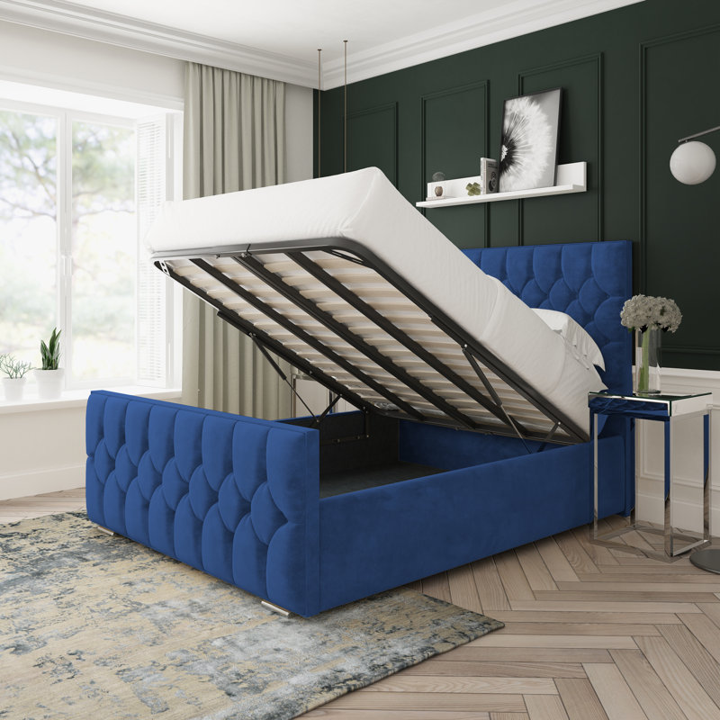 Upholstered Bed, Blue, Single (3')