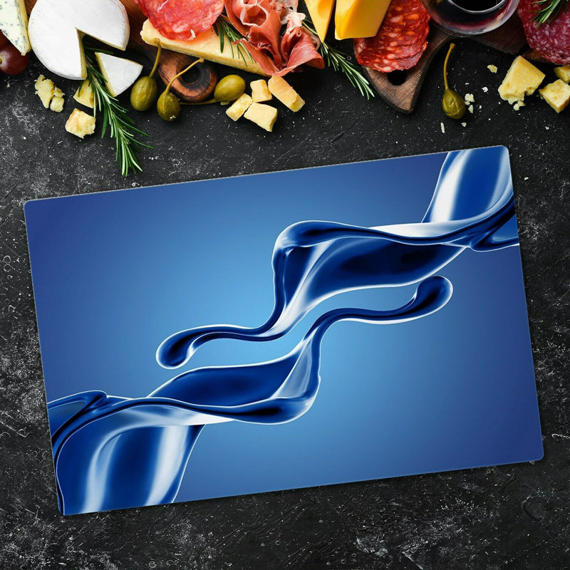 Coleta Tempered Glass Wave Chopping Board, 52cm x 80cm