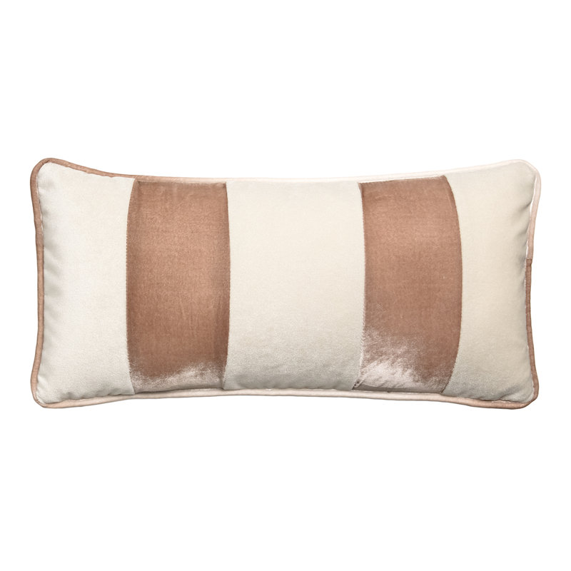 Banded Lumbar Velvet Pillow, Latte