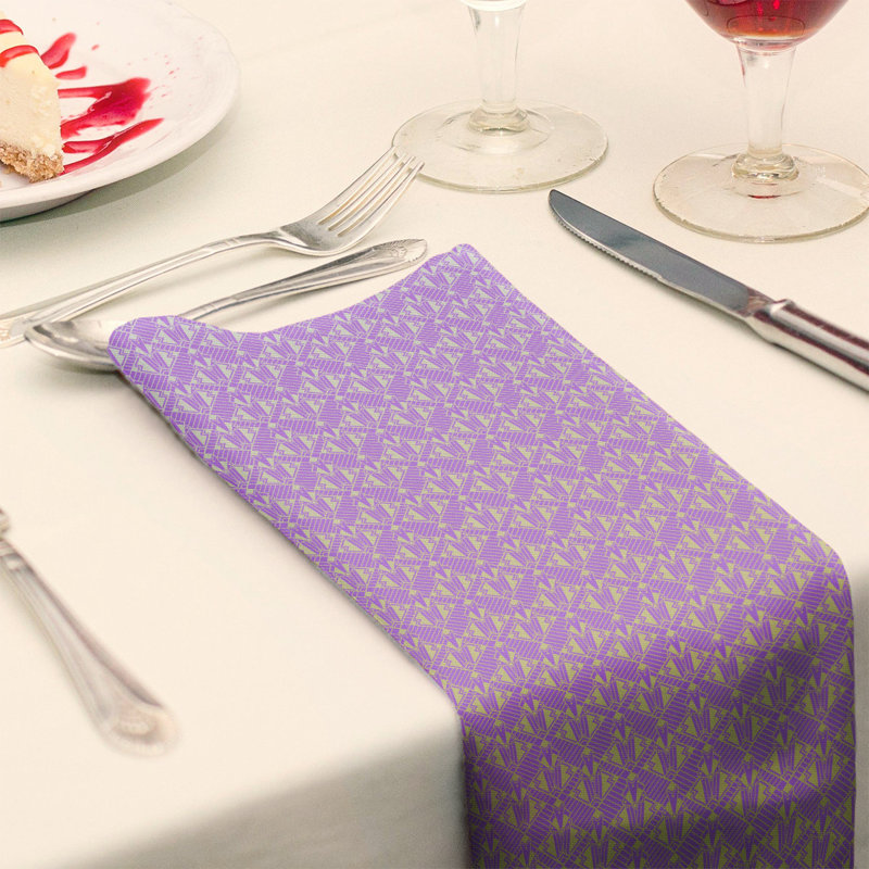 Serviette de coton art déco classic, Mauve / Jaune, H 0,1 po x l 10 po x P 10 po, Sergé de coton