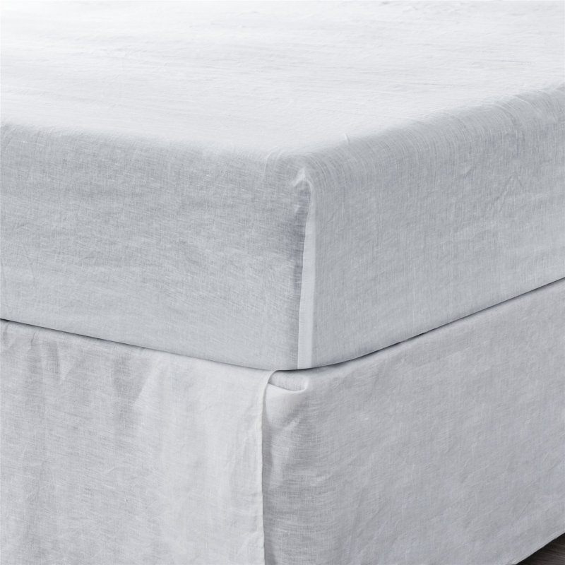 Blue Linen Queen Fitted sheet, White, Twin Fitted Sheet