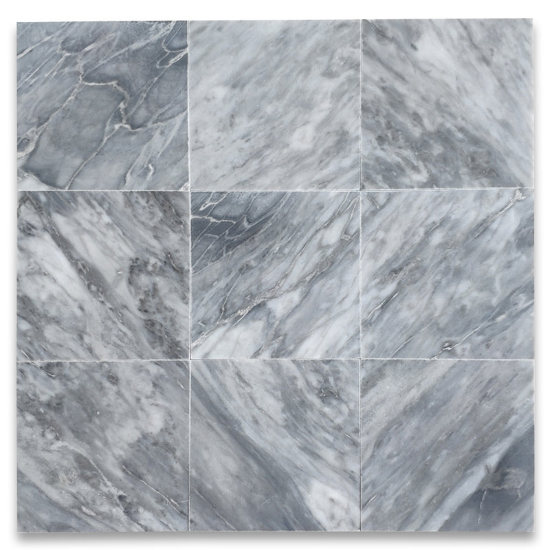 Carreau de mosaïque en marbre 4 po x 4 po Bardiglio, Gris clair