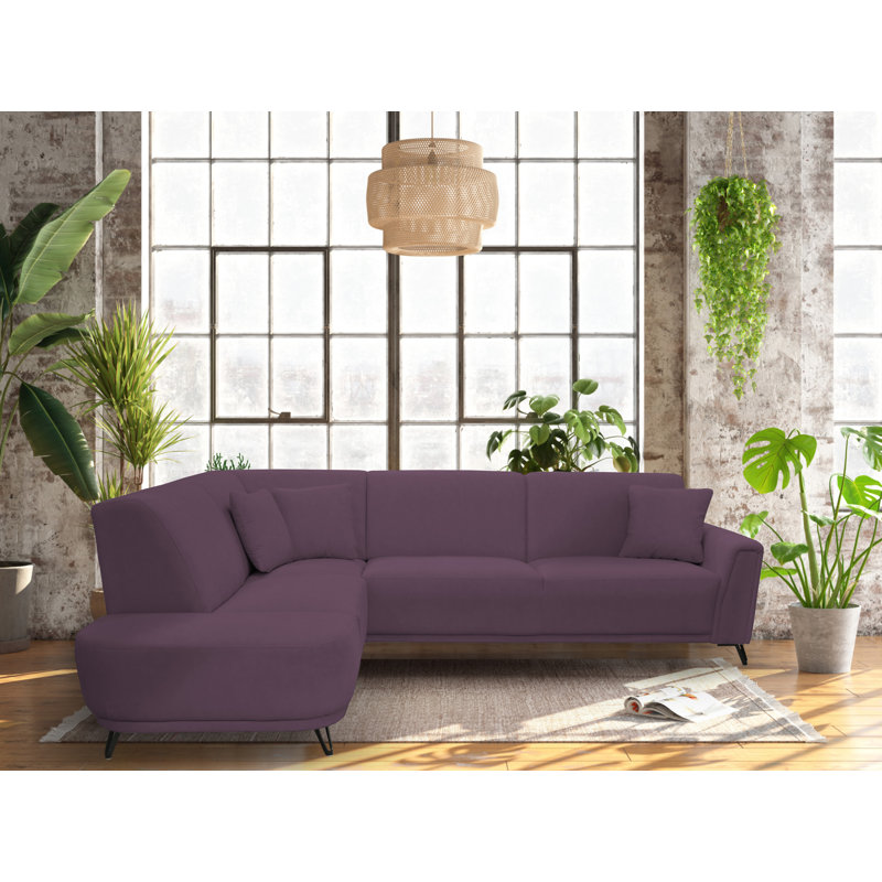 Vecellio 4 Seater Corner Sofa , Purple, Left facing