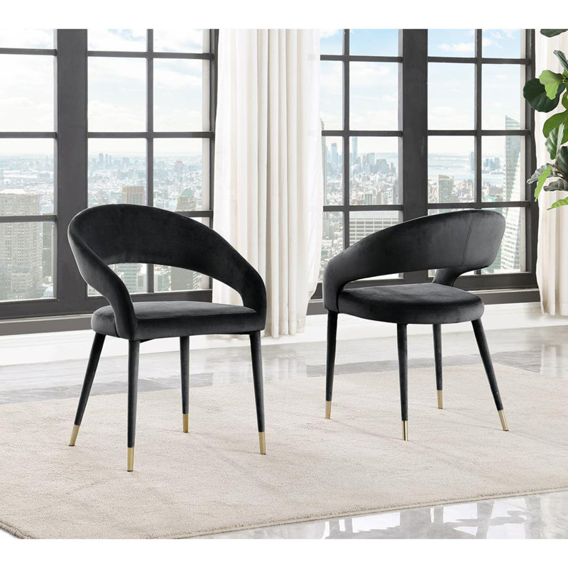 Chaises d'appoint de salle à manger rembourrées en velours de 19 po Farview , Velours noir